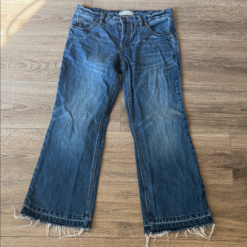 Free People Frayed Denim Ankle Capri